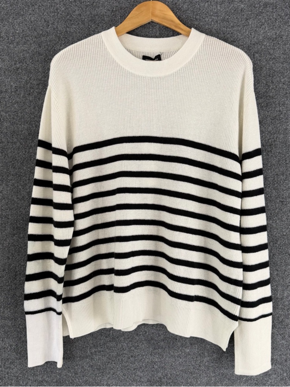 Cozy Earth Womens Rowan Sweater Size XL Bone Black Striped Long Sleeve Cozy
